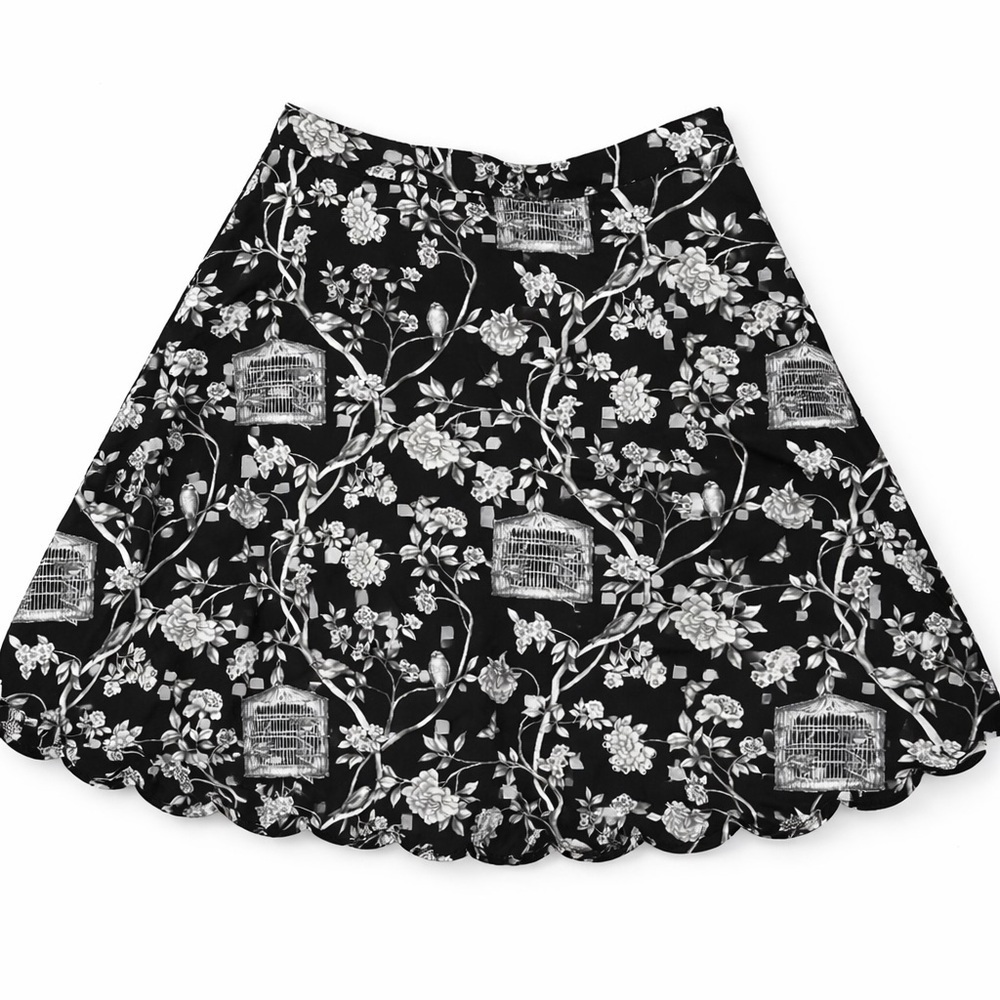 Talbots black and white floral bird size 10 skirt